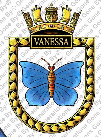 Coat of arms (crest) of the HMS Vanessa, Royal Navy