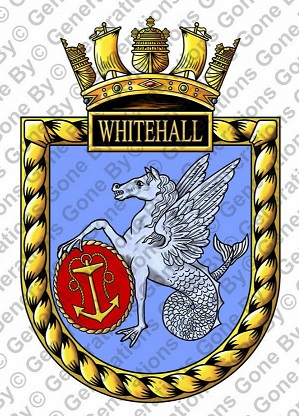 Coat of arms (crest) of the HMS Whitehall, Royal Navy