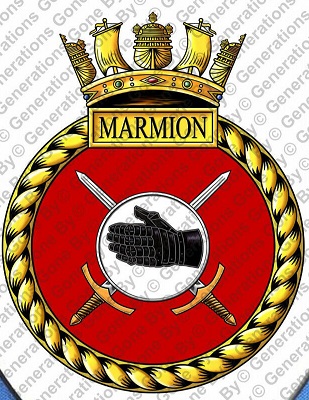 Coat of arms (crest) of the HMS Marmion, Royal Navy