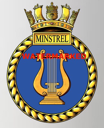 Coat of arms (crest) of the HMS Ministrel, Royal Navy