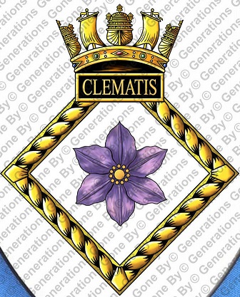 Coat of arms (crest) of the HMS Clematis, Royal Navy
