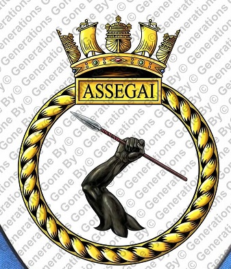 Coat of arms (crest) of the HMS Assegai, Royal Navy