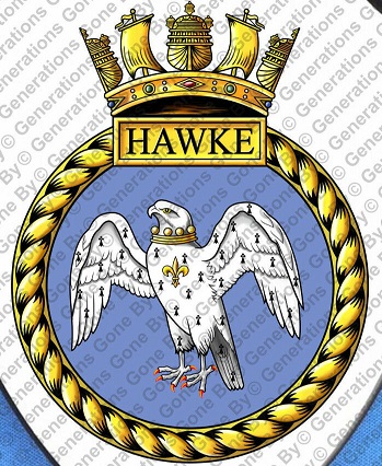 Coat of arms (crest) of the HMS Hawke, Royal Navy
