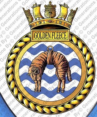 Coat of arms (crest) of the HMS Golden Fleece, Royal Navy
