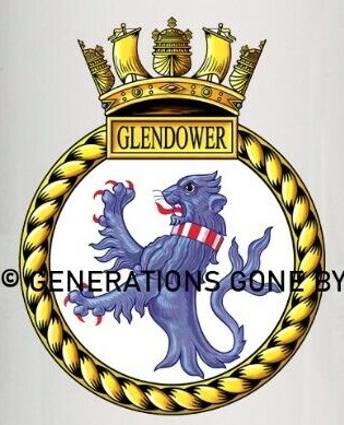 Coat of arms (crest) of the HMS Glendower, Royal Navy