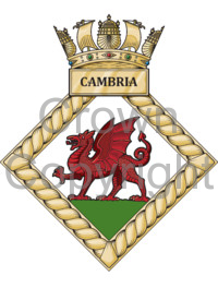 Coat of arms (crest) of the HMS Cambria, Royal Navy