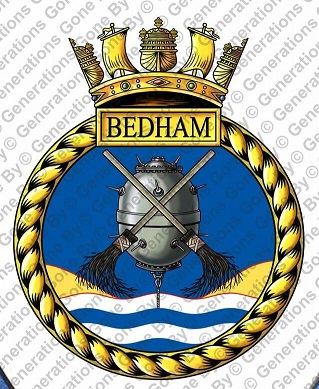 Coat of arms (crest) of the HMS Bedham, Royal Navy