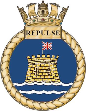 Coat of arms (crest) of the HMS Repulse, Royal Navy