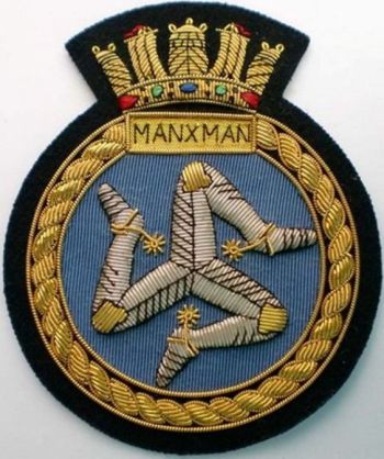 Coat of arms (crest) of the HMS Manxman, Royal Navy