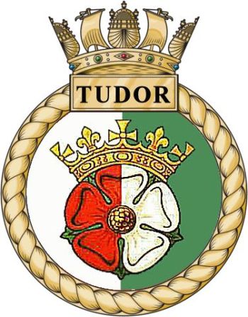 Coat of arms (crest) of the HMS Tudor, Royal Navy