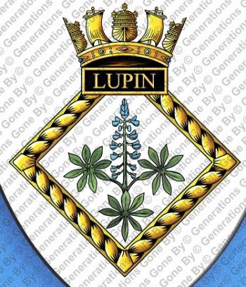 Coat of arms (crest) of the HMS Lupin, Royal Navy