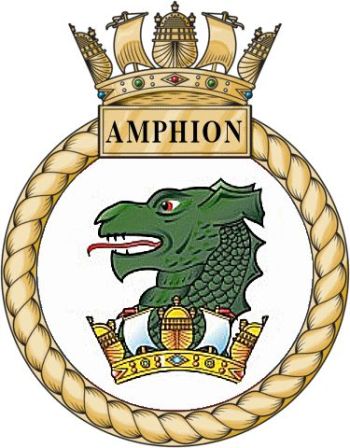 Coat of arms (crest) of the HMS Amphion, Royal Navy