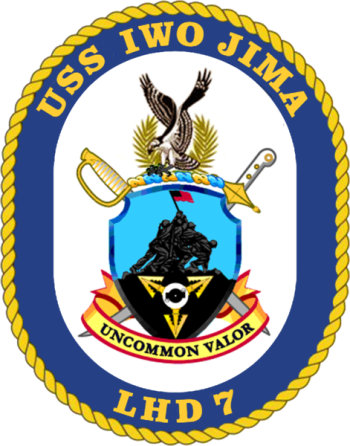 Coat of arms (crest) of the Landing Helicopter Dock USS Iwo Jima (LHD-7)