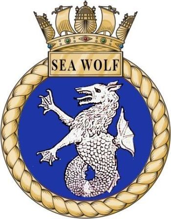 Coat of arms (crest) of the HMS Sea Wolf, Royal Navy