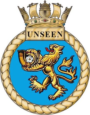 Coat of arms (crest) of the HMS Unseen, Royal Navy