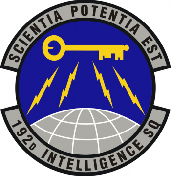 Coat of arms (crest) of the 192nd Intelligence Squadron, US Air Force