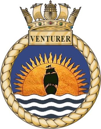 Coat of arms (crest) of the HMS Venturer, Royal Navy