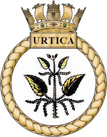 Coat of arms (crest) of the HMS Urtica, Royal Navy