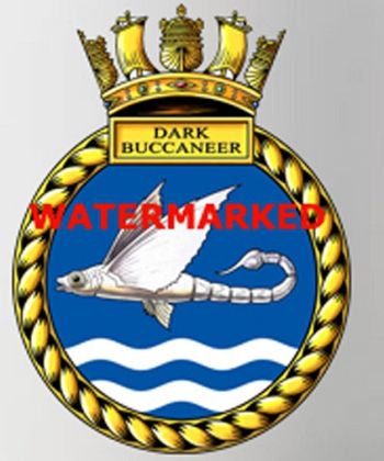 Coat of arms (crest) of the HMS Dark Buccaneer, Royal Navy