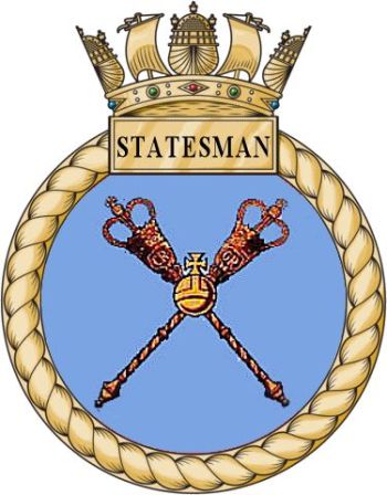 Coat of arms (crest) of the HMS Statesman, Royal Navy