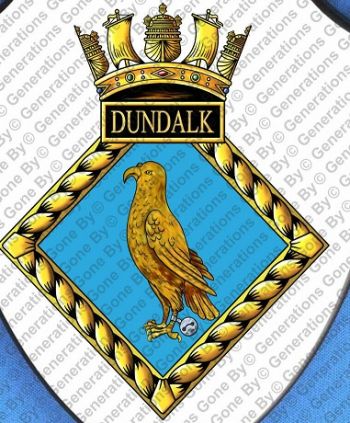 Coat of arms (crest) of the HMS Dundalk, Royal Navy