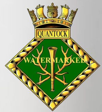 Coat of arms (crest) of the HMS Quantock, Royal Navy