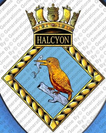 Coat of arms (crest) of the HMS Halycon, Royal Navy