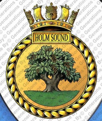 Coat of arms (crest) of the HMS Holm Sound, Royal Navy