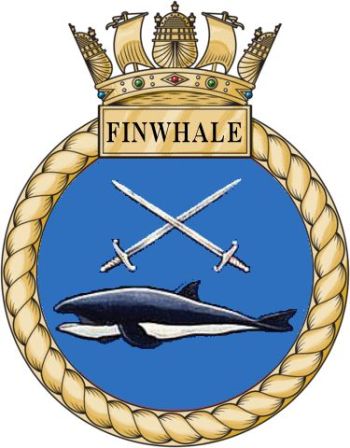 Coat of arms (crest) of the HMS Finwhale, Royal Navy