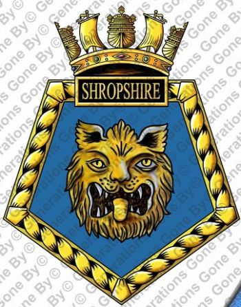 Coat of arms (crest) of the HMS Shropshire, Royal Navy
