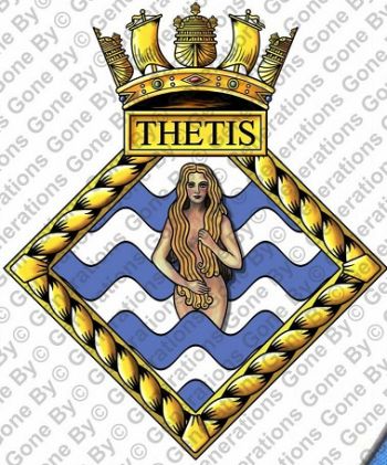 Coat of arms (crest) of the HMS Thetis, Royal Navy