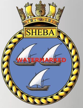 Coat of arms (crest) of the HMS Sheba, Royal Navy