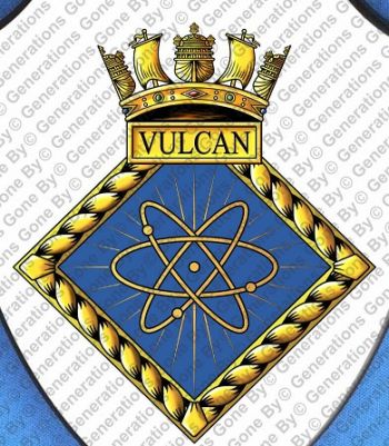 Coat of arms (crest) of the HMS Vulcan, Royal Navy