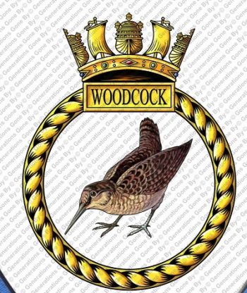 Coat of arms (crest) of the HMS Woodcock, Royal Navy