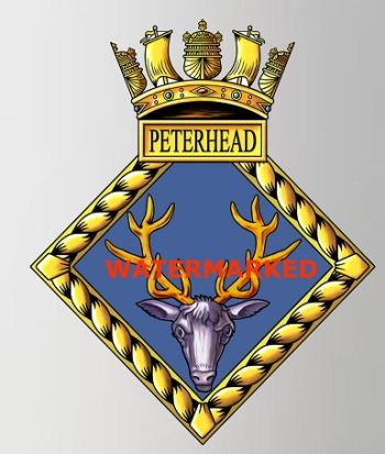 Coat of arms (crest) of the HMS Peterhead, Royal Navy
