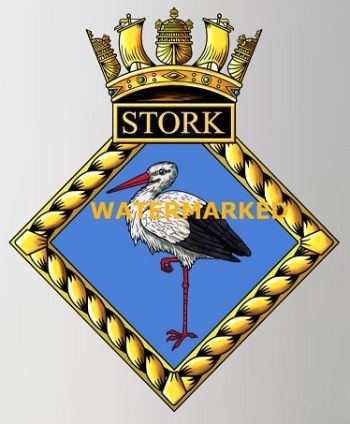 Coat of arms (crest) of the HMS Stork, Royal Navy