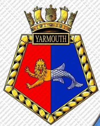 Coat of arms (crest) of the HMS Yarmouth, Royal Navy