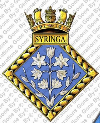 Coat of arms (crest) of the HMS Syringa, Royal Navy
