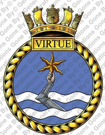 Coat of arms (crest) of the HMS Virtue, Royal Navy