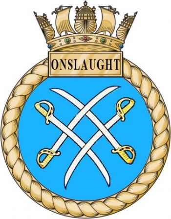 Coat of arms (crest) of the HMS Onslaught, Royal Navy