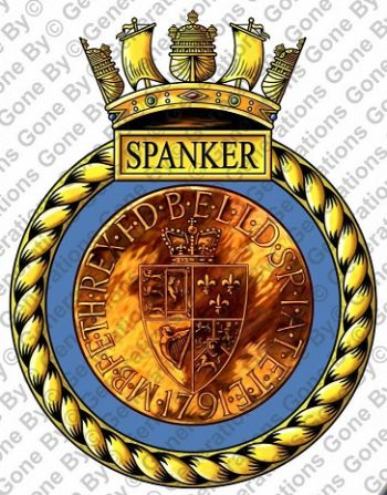 Coat of arms (crest) of the HMS Spanker, Royal Navy