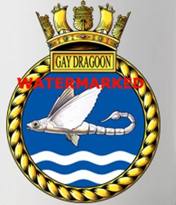 Coat of arms (crest) of the HMS Gay Dragoon, Royal Navy