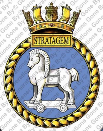 Coat of arms (crest) of the HMS Stratagem, Royal Navy