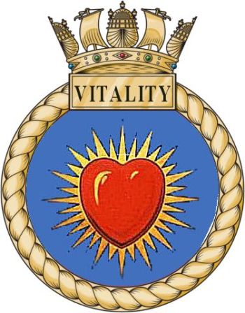 Coat of arms (crest) of the HMS Vitality, Royal Navy