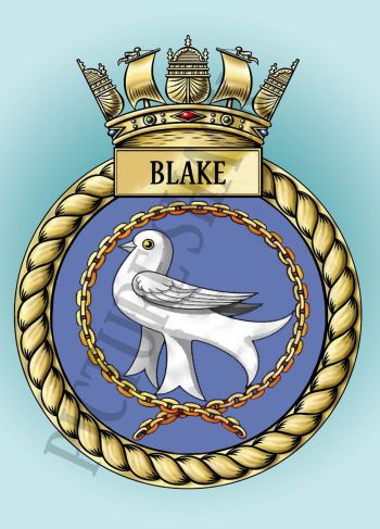 Coat of arms (crest) of the HMS Blake, Royal Navy