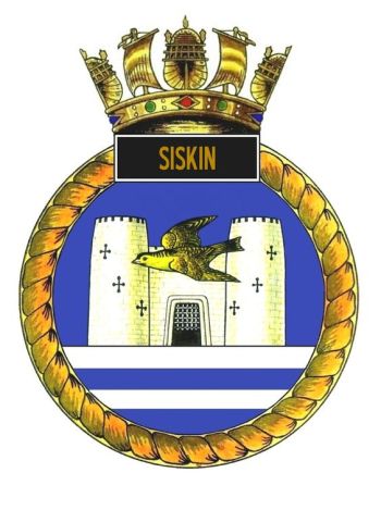 Coat of arms (crest) of the HMS Siskin, Royal Navy