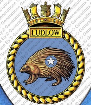Coat of arms (crest) of the HMS Ludlow, Royal Navy