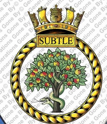 Coat of arms (crest) of the HMS Subtle, Royal Navy