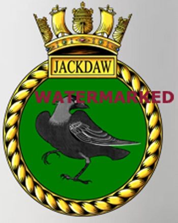 Coat of arms (crest) of the HMS Jackdaw, Royal Navy
