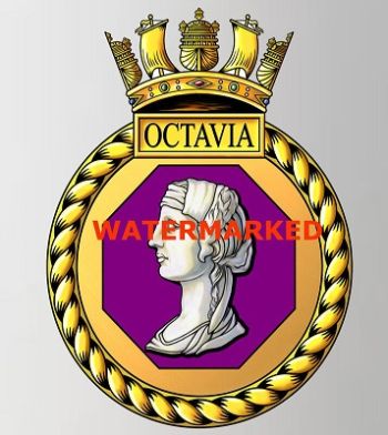 Coat of arms (crest) of the HMS Octavia, Royal Navy